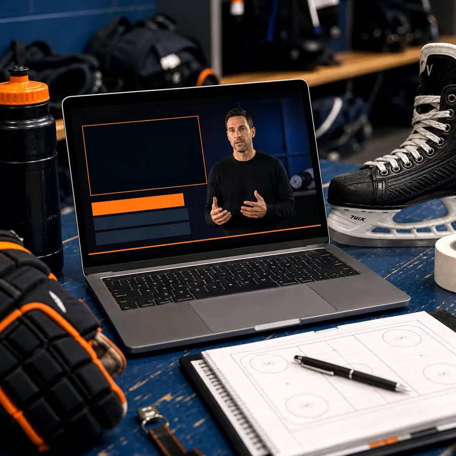 Laptop mental performance lesson with training gear