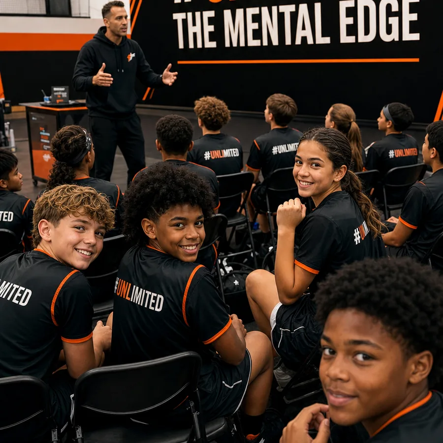 Randy Taylor leading an emotional team seminar with youth athletes